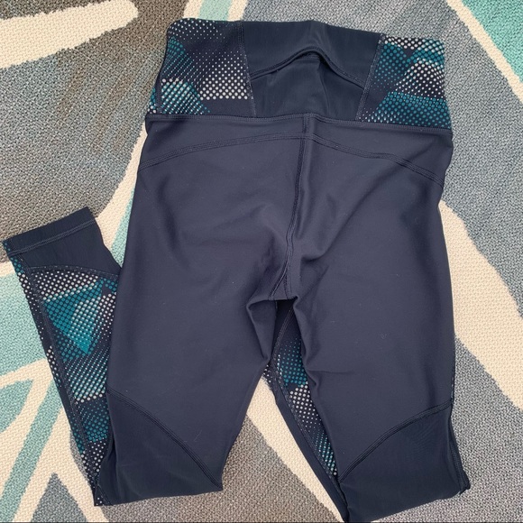 Athleta blue and teal mesh running pants with back pocket - Picture 4 of 11